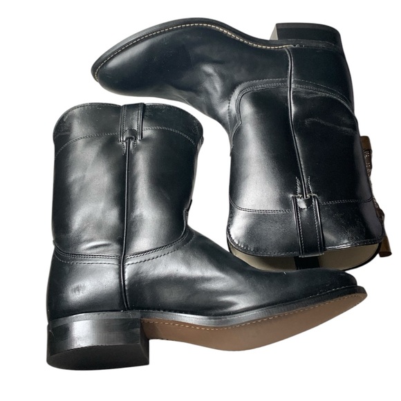 NEW LAREDO VAUGHN Men’s Black Leather Round Toe Smooth Western Cowboy Boots